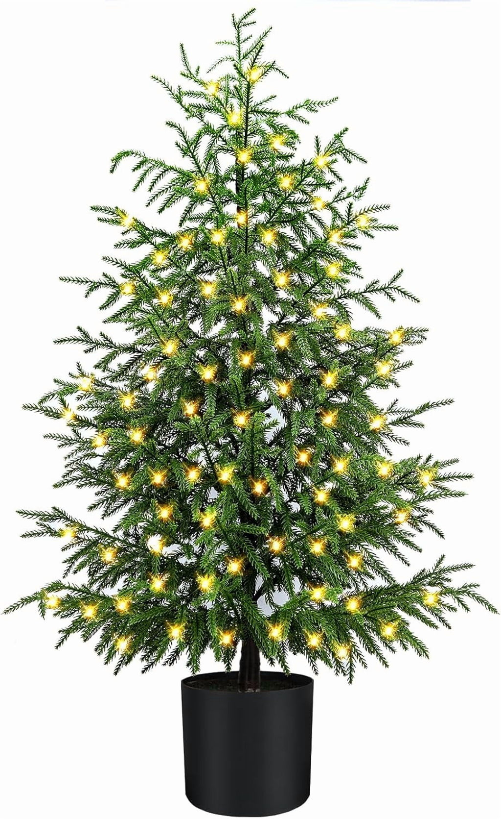 4FT Lifelike Touch Artificial Cedar Topiary Trees for Front Porch | Fake Christmas Trees, Faux Potted Plants, UV Resistant Fake Greenery, for Front Door Garden Outdoor Farmhouse Home Decoration