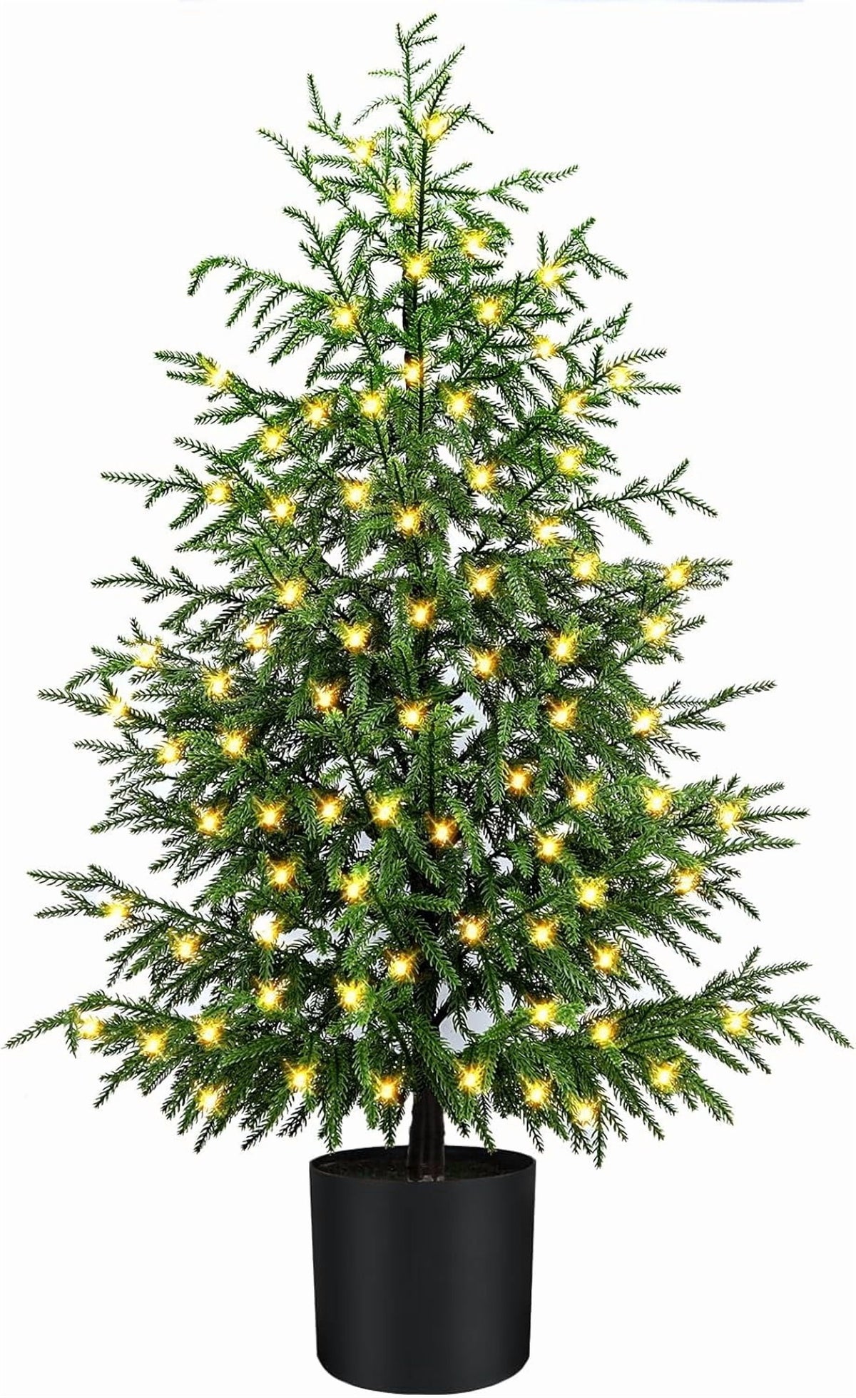 4FT Lifelike Touch Artificial Cedar Topiary Trees for Front Porch | Fake Christmas Trees, Faux Potted Plants, UV Resistant Fake Greenery, for Front Door Garden Outdoor Farmhouse Home Decoration