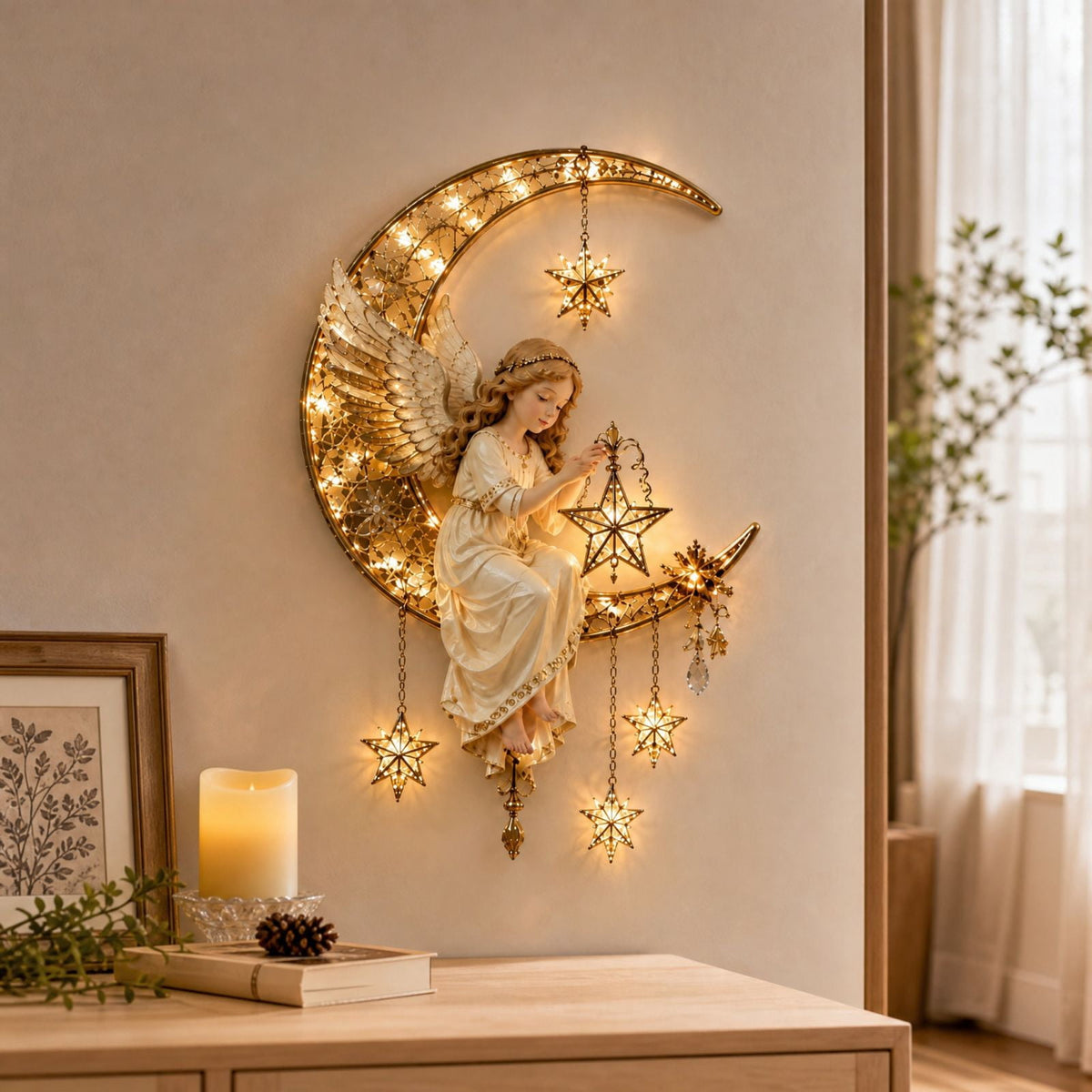 Lighted Christmas Stair Railing Garland Pack of 5 Santa Figures Snow Scene Ornament for Staircase Banister Indoor Display