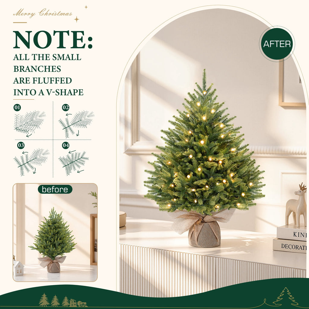 Lolsea 4ft Prelit Artificial Small Mini Christmas Tree with Color LED Lights, Remote Control and Timer, Perfect for Xmas Tabletop Decorations