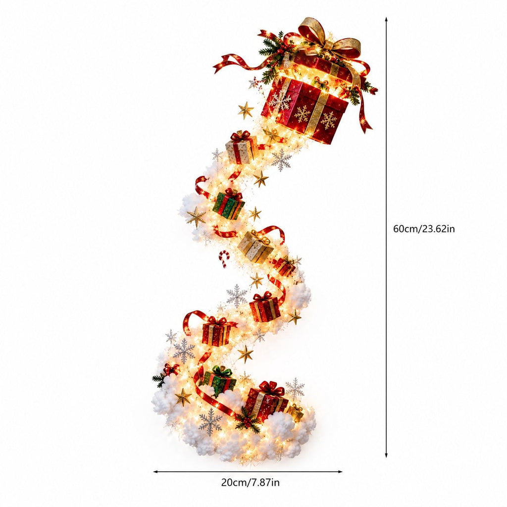 5Pcs Christmas Stair Banister Decoration Lighted Santa Snow Scene Garland for Stair Railing Indoor Holiday Home Ornament