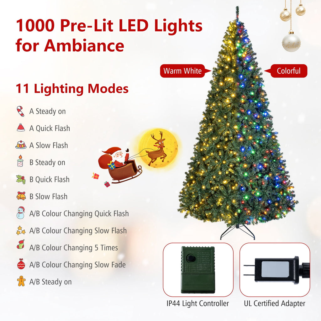 Costway 6Ft Pre-Lit Artificial Christmas Tree Hinged 350 LED Lights