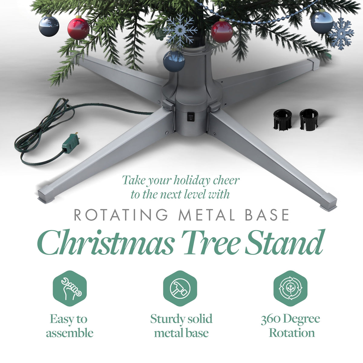 Home Heritage Metal Rotating Christmas Tree Stand for Trees Up to 7.5 ft
