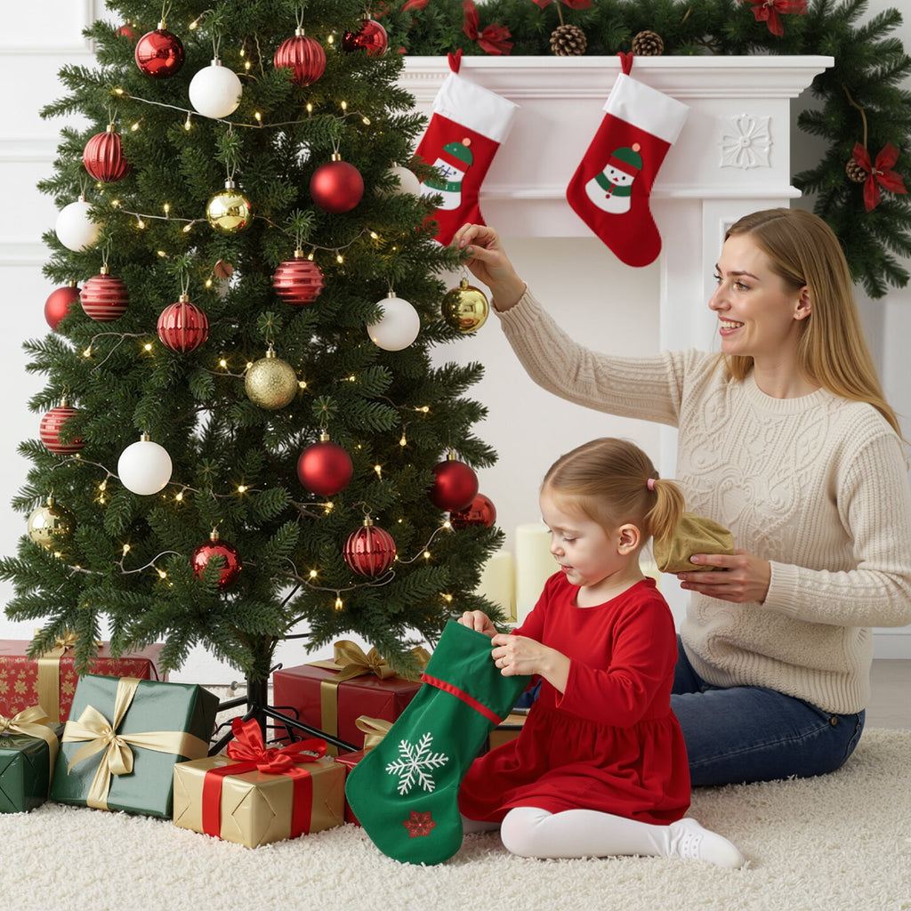 JIOABL 9-Foot Pre-Lit Fraser Fir Pencil Artificial Christmas Tree, Offering 8 Warm Light Modes, Green