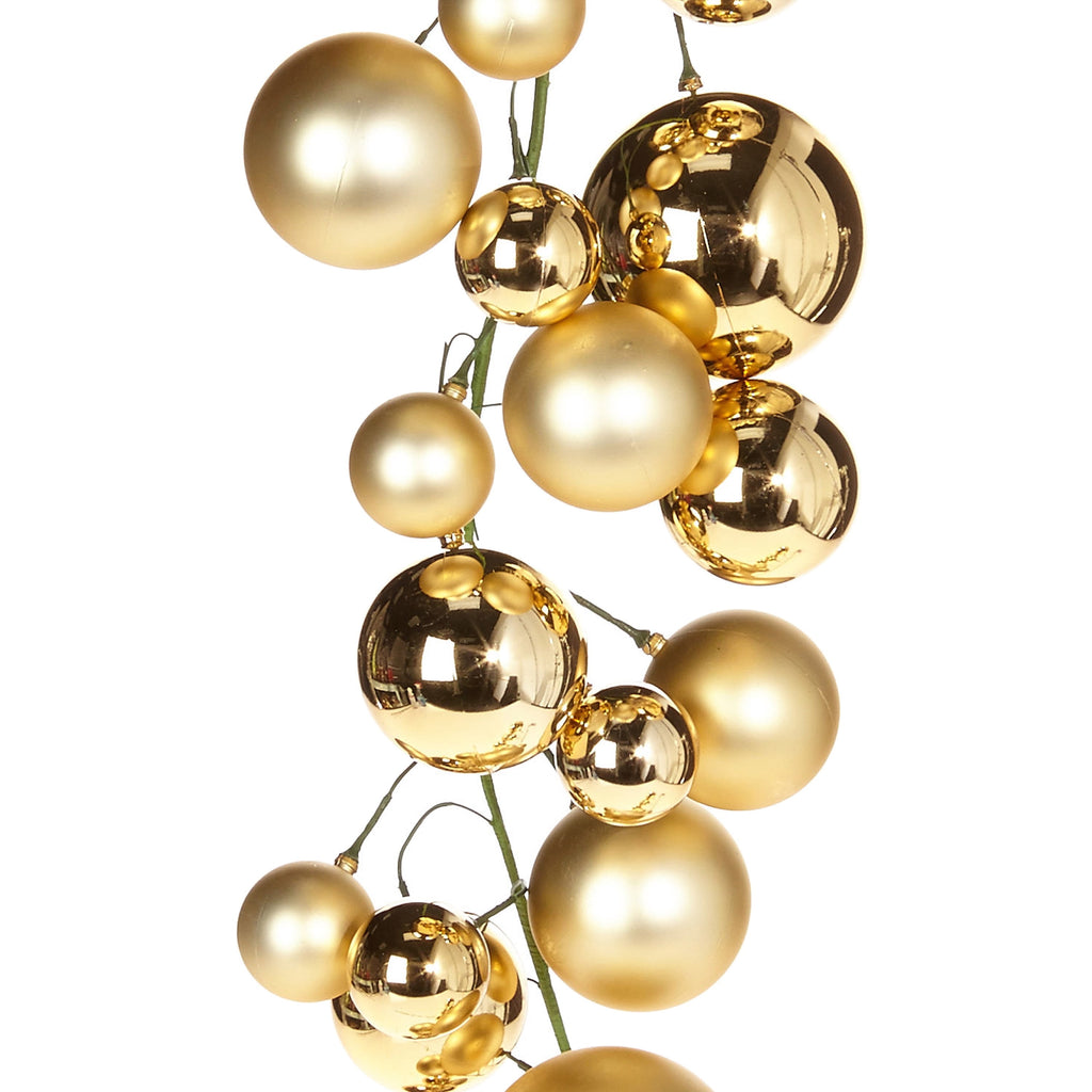 RAZ Imports 4' Gold Large Ball Ornament Shatterproof Christmas Garland