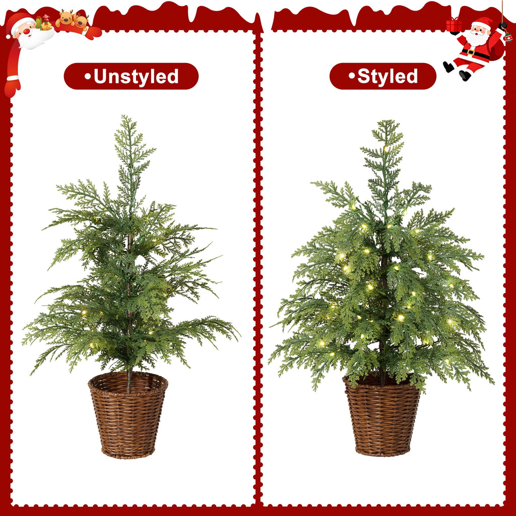 DR.Planzen 6' Pre-Lit Green Cypress Artificial Christmas Tree with 350 Warm White Twinkle LED Lights, Full-Bodied Xmas Tree with Metal Stand, Indoor Holiday Decoration