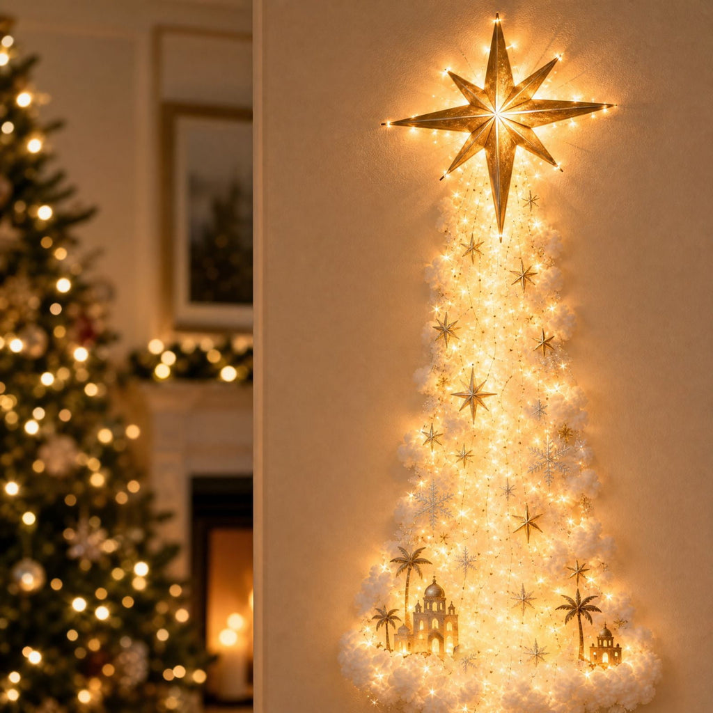 Lighted Christmas Stair Railing Garland Pack of 5 Santa Figures Snow Scene Ornament for Staircase Banister Indoor Display