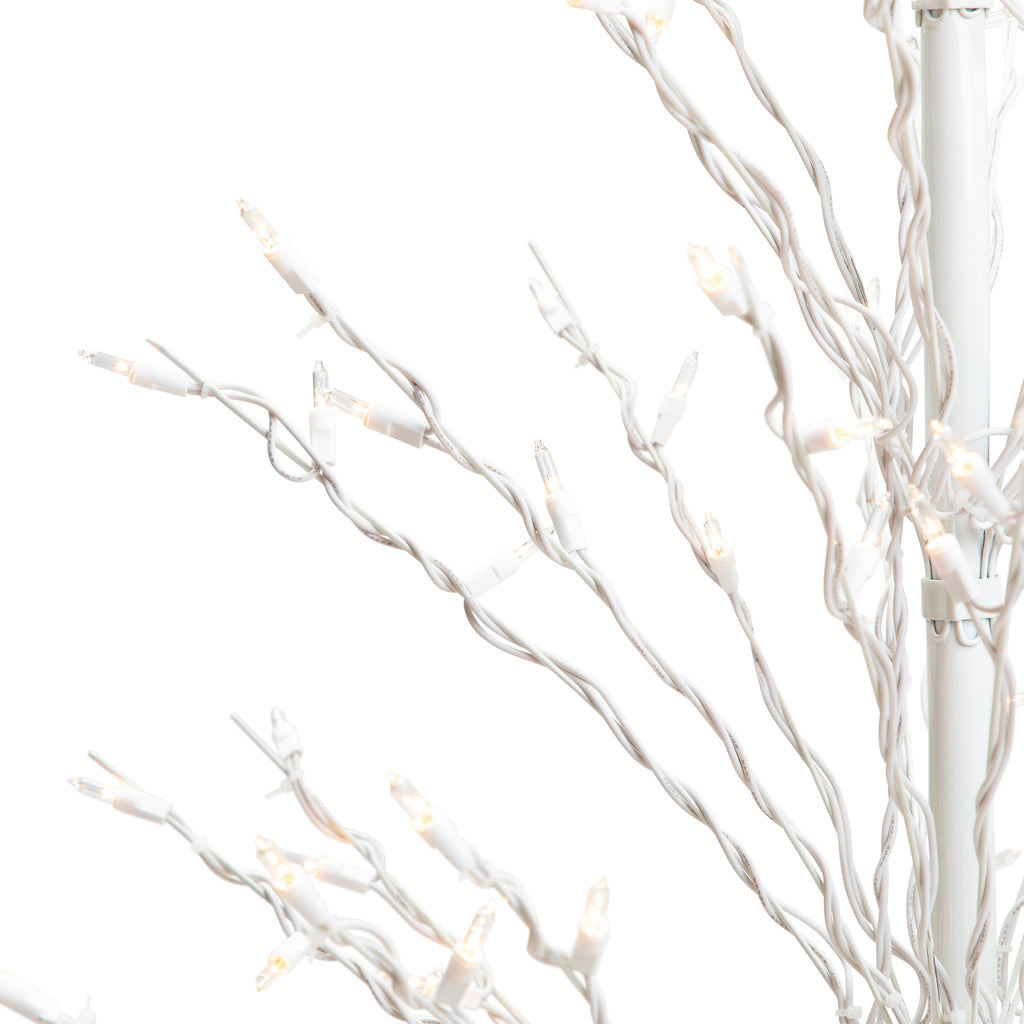 Northlight 4' White Lighted Christmas Cascade Twig Tree Outdoor Decoration - Clear Lights