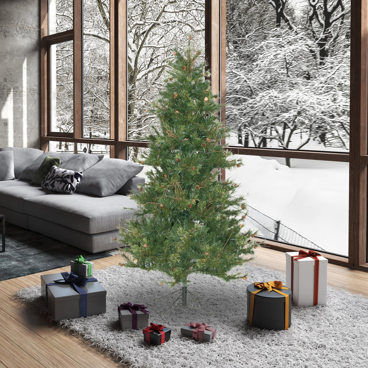 Vickerman 6.5' Mixed Country Pine Slim Artificial Christmas Tree, Unlit