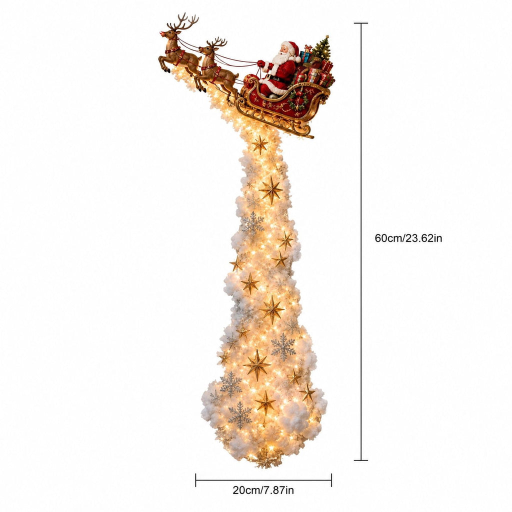 Lighted Christmas Stair Railing Garland Pack of 5 Santa Figures Snow Scene Ornament for Staircase Banister Indoor Display
