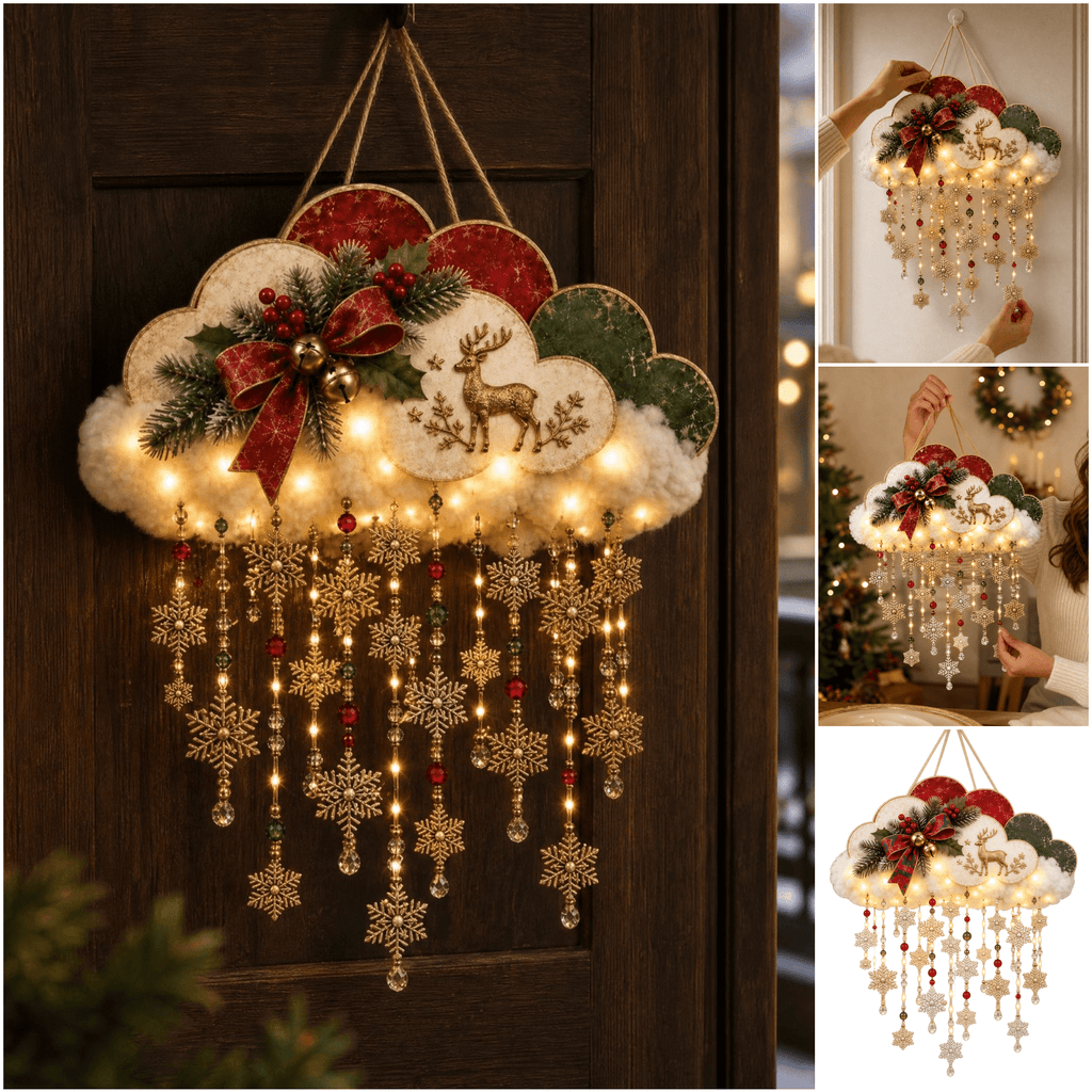 5Pcs Christmas Stair Banister Decoration Lighted Santa Snow Scene Garland for Stair Railing Indoor Holiday Home Ornament