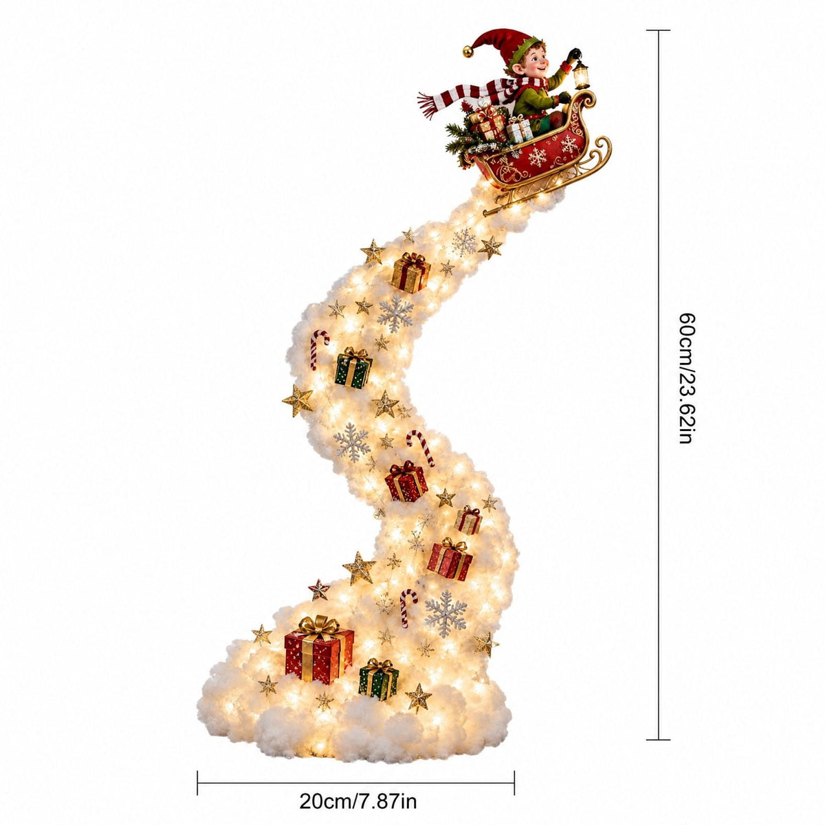 Lighted Christmas Stair Railing Garland Pack of 5 Santa Figures Snow Scene Ornament for Staircase Banister Indoor Display
