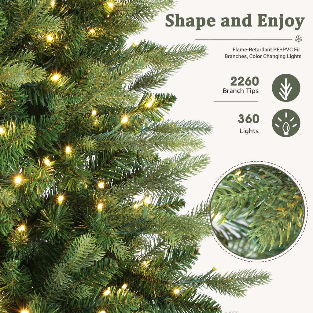 Lolsea 7ft Prelit Noble Fir Artificial Christmas Tree with Remote Control, Timer and Warm White & Multi-Color Lights