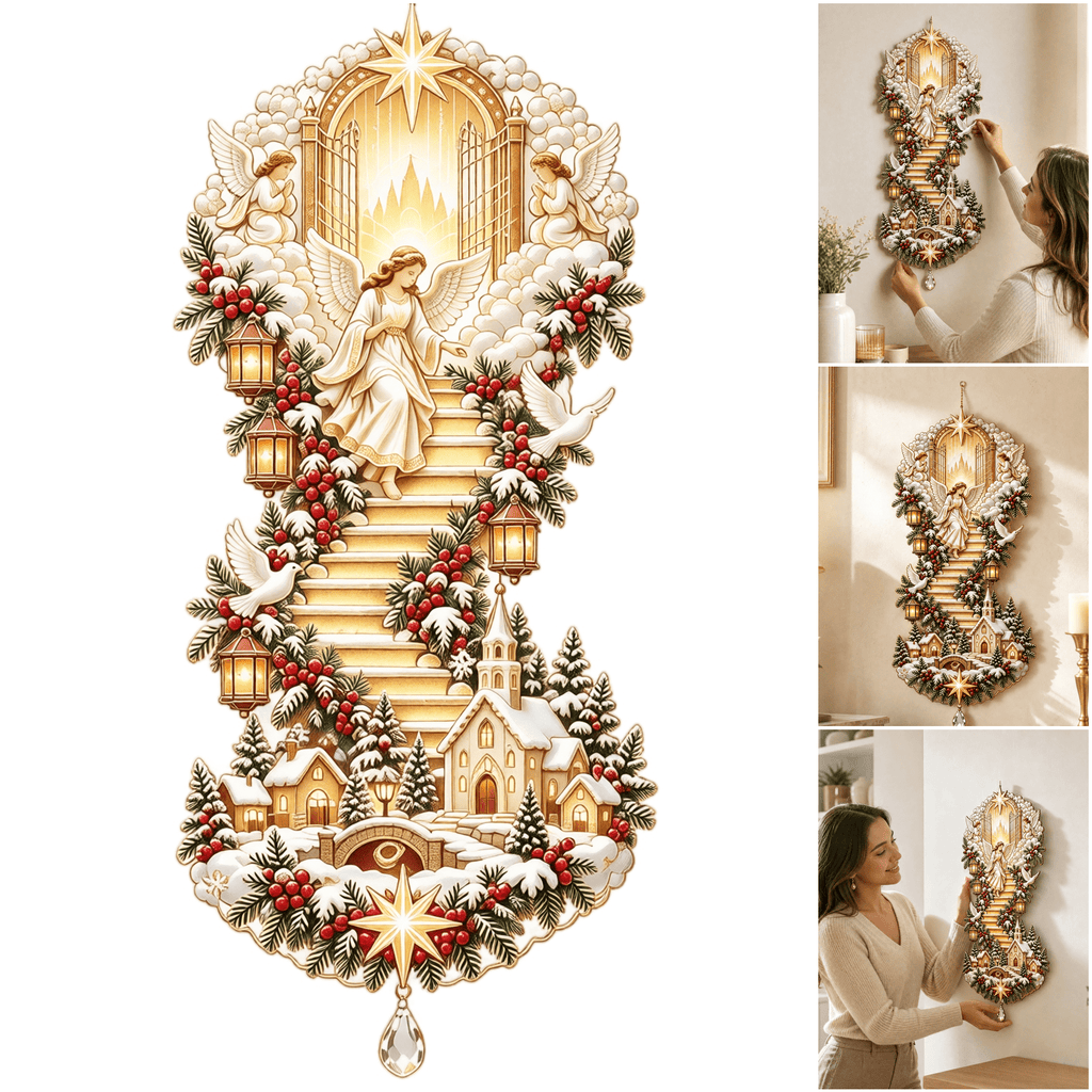 5Pcs Christmas Stair Banister Decoration Lighted Santa Snow Scene Garland for Stair Railing Indoor Holiday Home Ornament