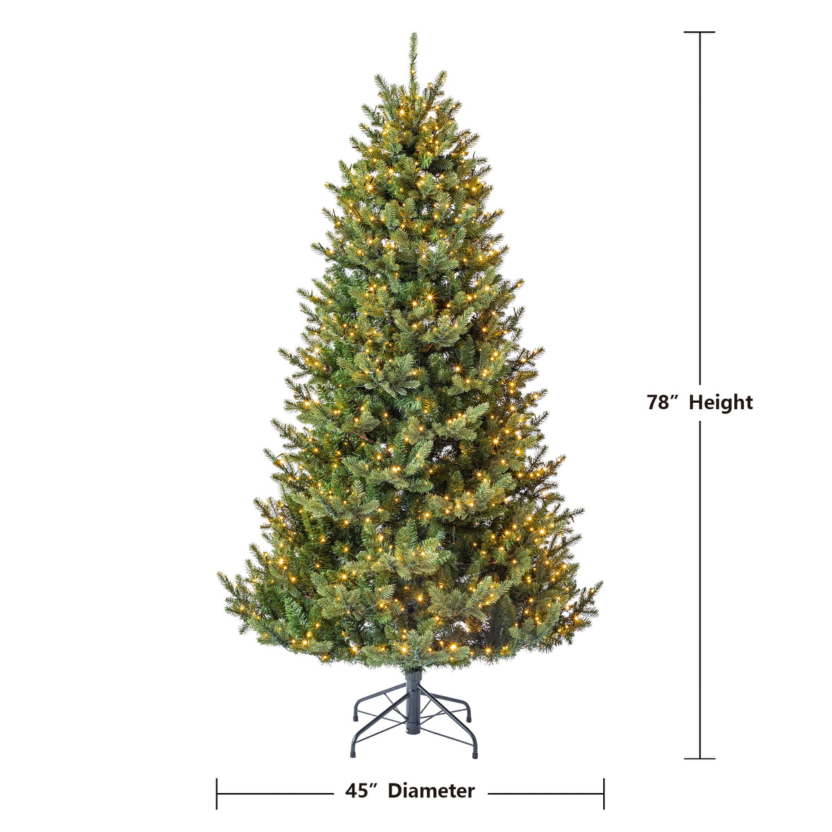 My Texas House 6.5' Pre-Lit Grand Spruce Green Artificial Christmas Tree with LumaDazzle Color-Changing Twinkle LED Lights, Quick Set, and Stand