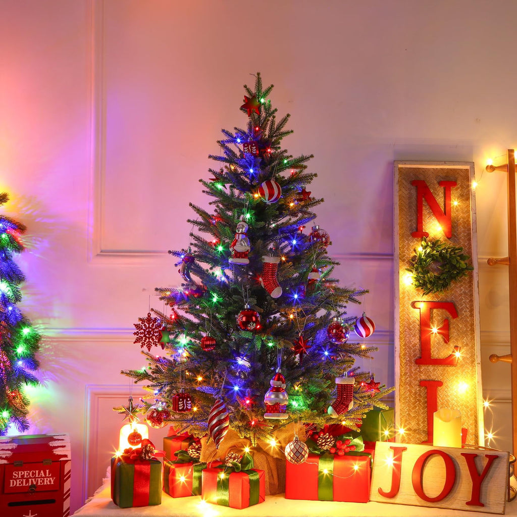 Lolsea 4ft Prelit Artificial Small Mini Christmas Tree with Color LED Lights, Remote Control and Timer, Perfect for Xmas Tabletop Decorations