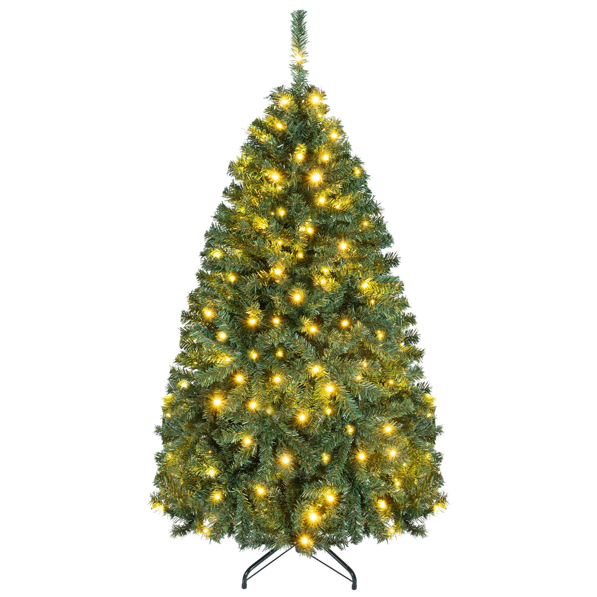 Costway 6Ft Pre-Lit Artificial Christmas Tree Hinged 350 LED Lights