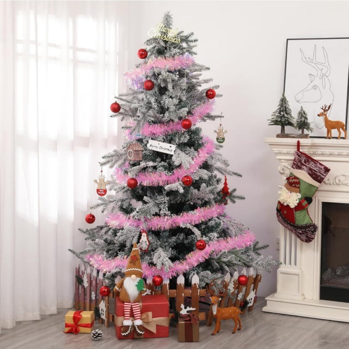Faux Pre-Lit Cross Shaped Christmas Tree Cross, Exquisite Christmas Decorations (6FT-3 socks)