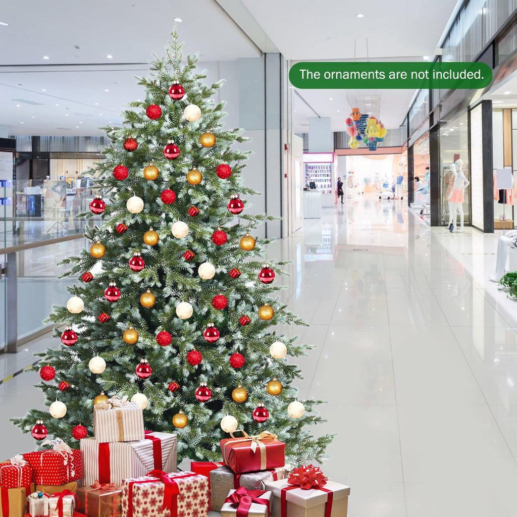 Gymax Green Hinged Full Hinged Artificial Christmas Tree, with Metal Stand 7'