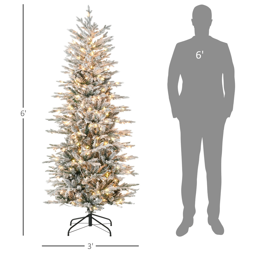 Snow Branches with Christmas Trees, Artificial Flocked Christmas Trees with Warm Yellow Clear Lights, Auto Open