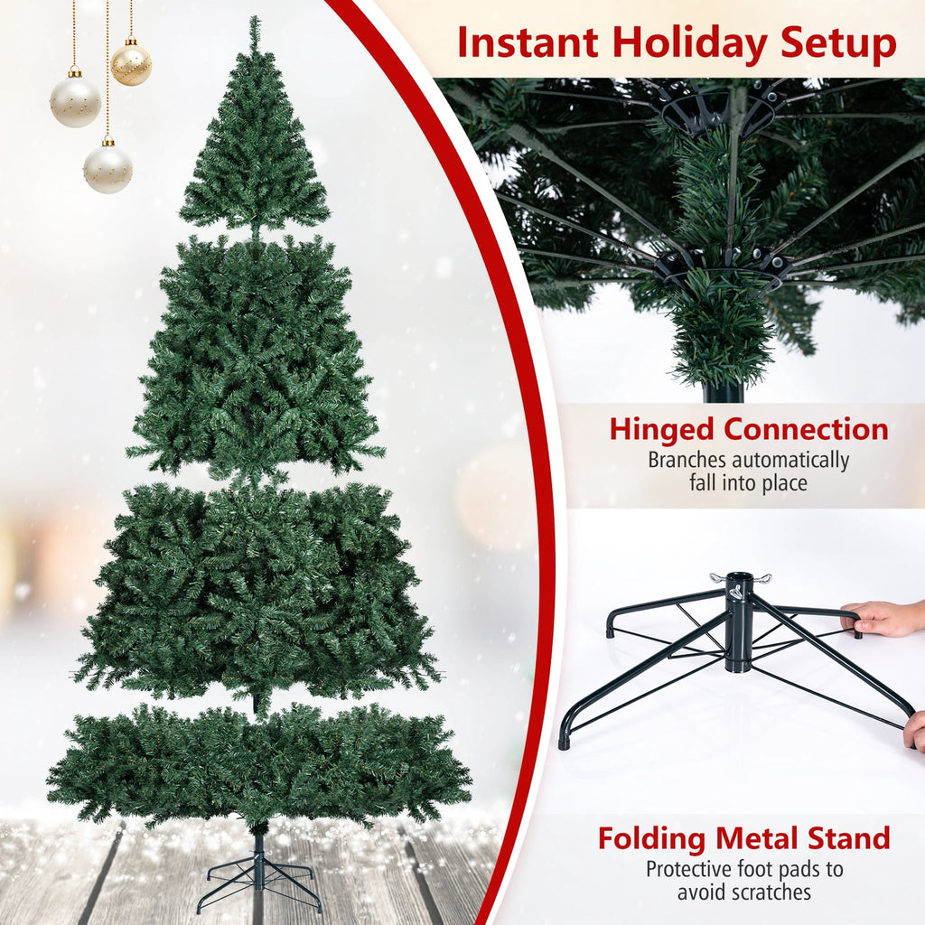 Costway 6Ft Pre-Lit Artificial Christmas Tree Hinged 350 LED Lights