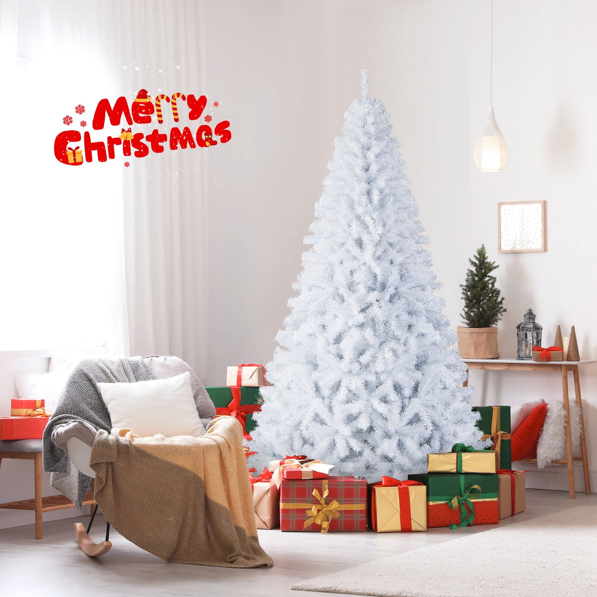 Costway 9Ft Hinged Artificial Christmas Tree Pine Tree 2132 Tips Metal