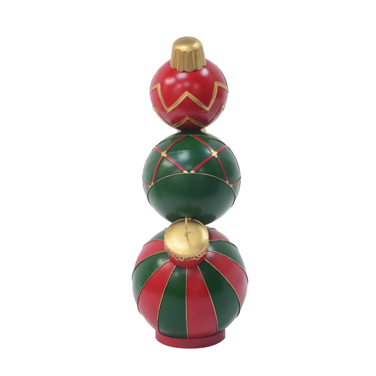 Jivora 12" Stacked Christmas Balls Decoration, Red Green Holiday Tabletop Ornament for Home