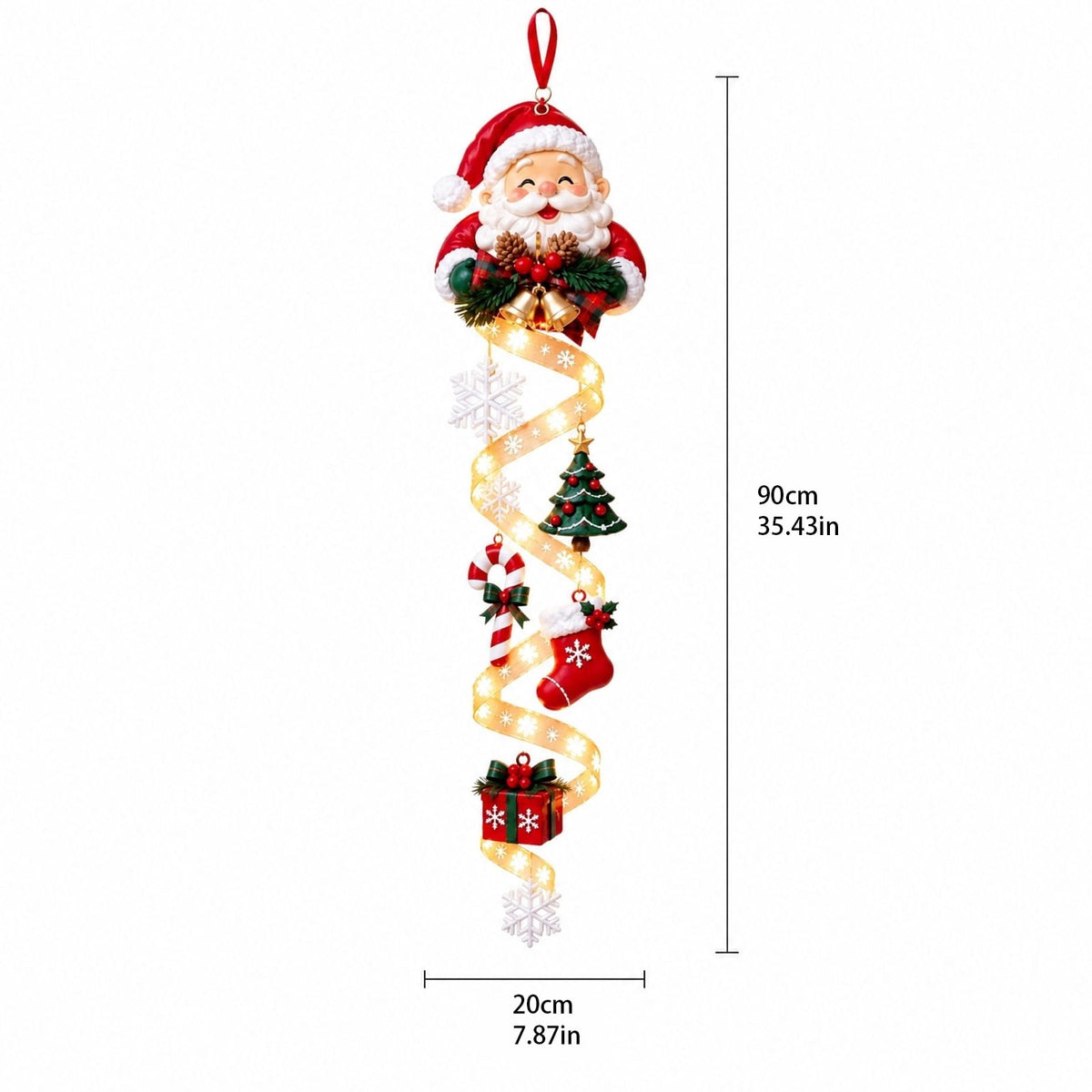 Lighted Christmas Stair Railing Garland Pack of 5 Santa Figures Snow Scene Ornament for Staircase Banister Indoor Display