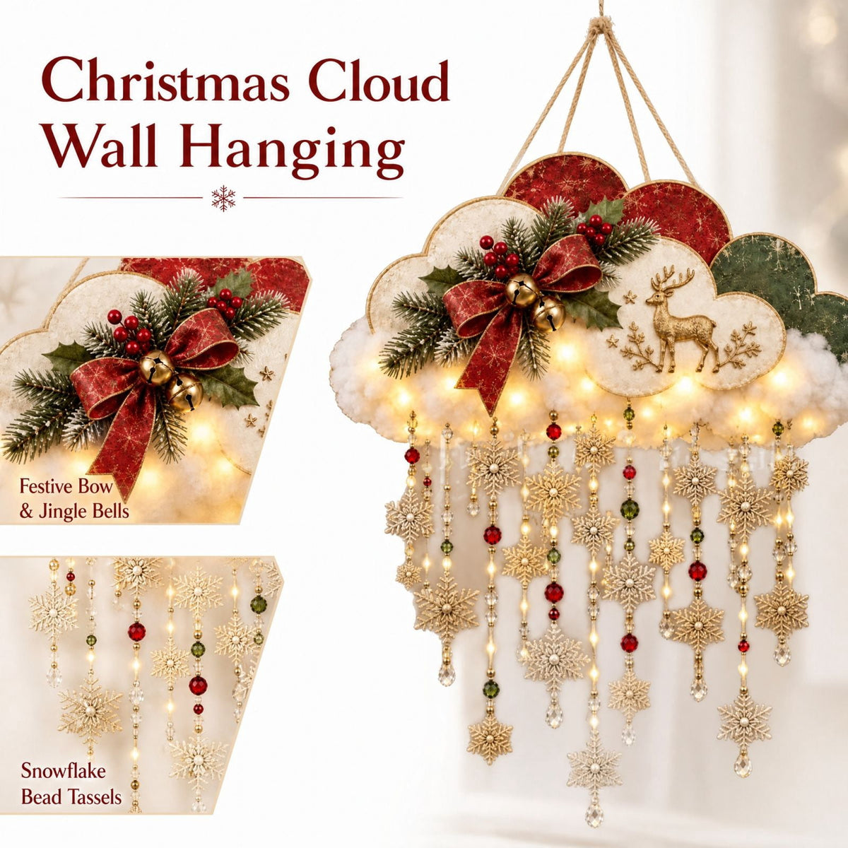 5Pcs Christmas Stair Banister Decoration Lighted Santa Snow Scene Garland for Stair Railing Indoor Holiday Home Ornament