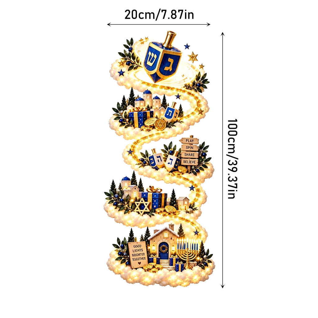 Lighted Christmas Stair Railing Garland Pack of 5 Santa Figures Snow Scene Ornament for Staircase Banister Indoor Display