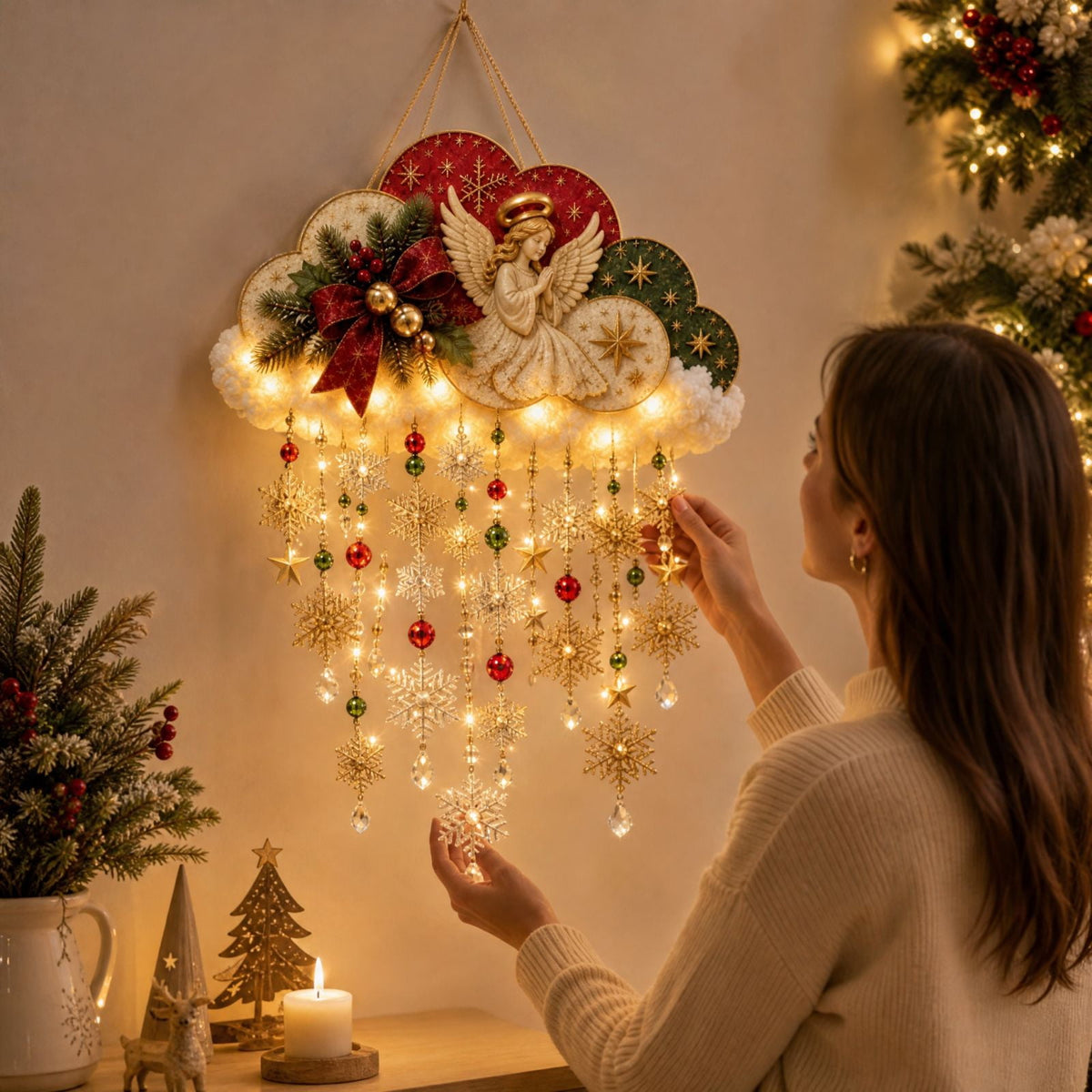 5Pcs Christmas Stair Banister Decoration Lighted Santa Snow Scene Garland for Stair Railing Indoor Holiday Home Ornament