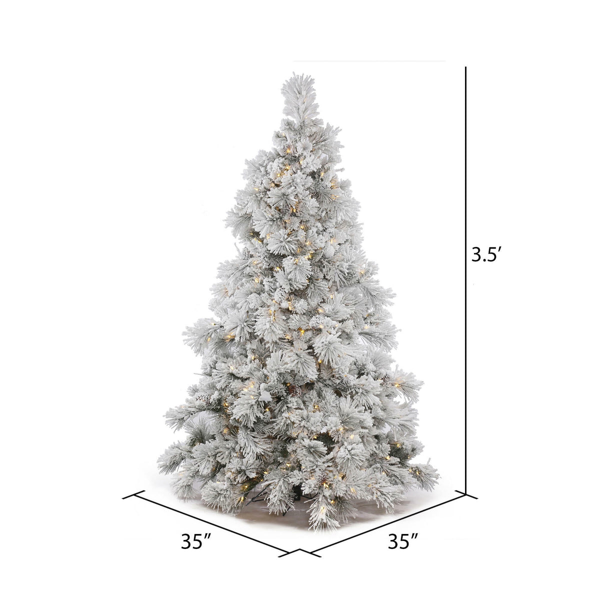 Vickerman 3.5' Flocked Alberta Artificial Christmas Tree, Warm White LED Lights