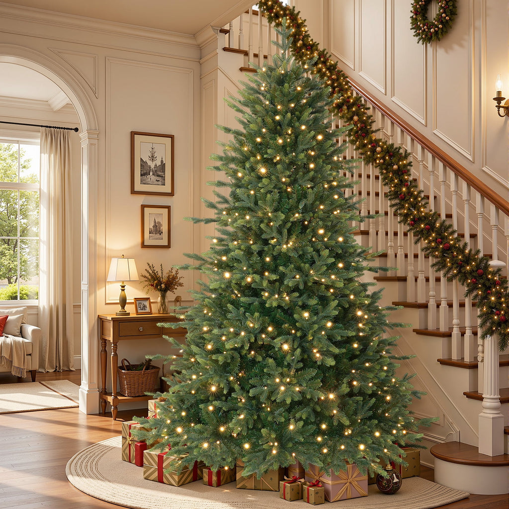 Lolsea 7ft Prelit Noble Fir Artificial Christmas Tree with Remote Control, Timer and Warm White & Multi-Color Lights