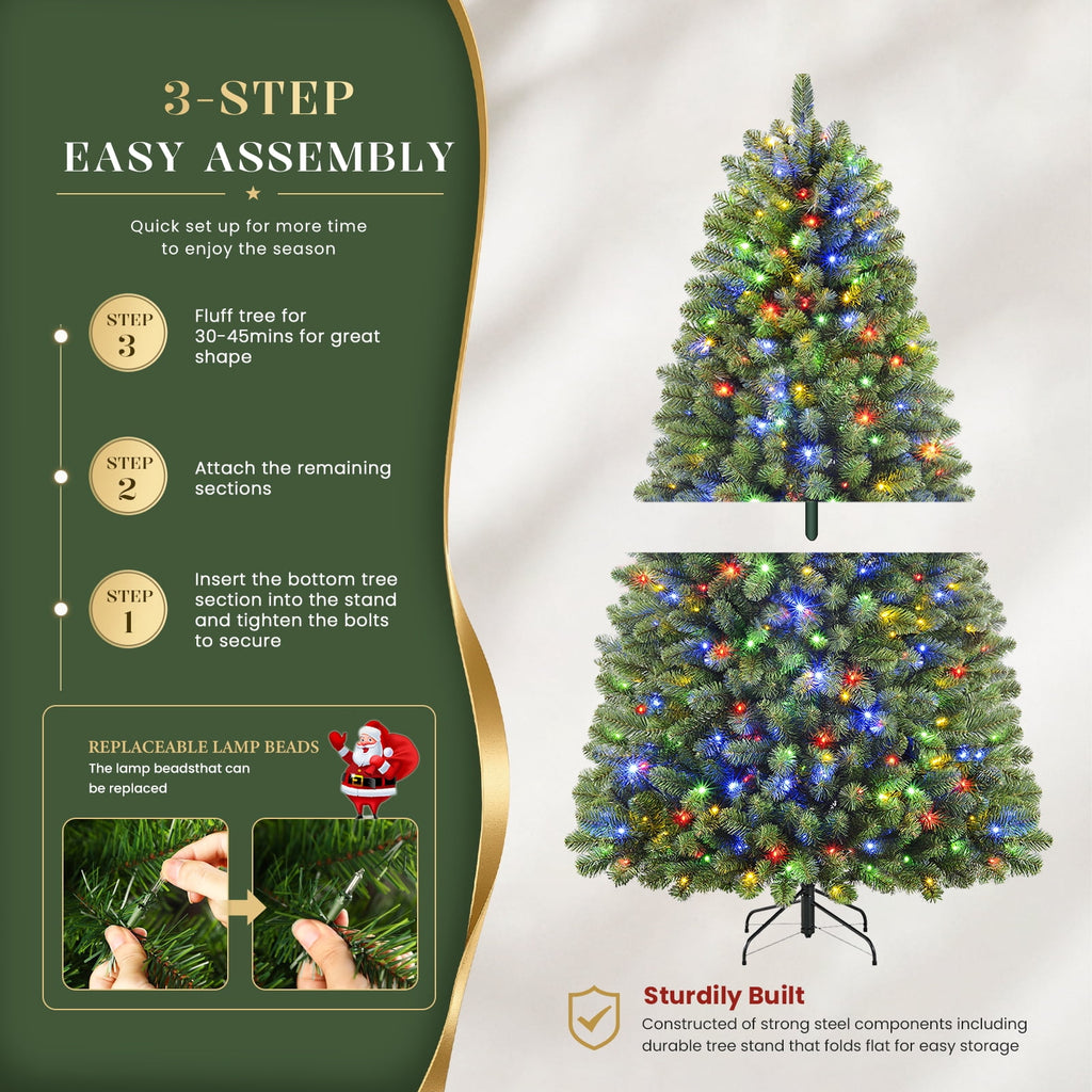 Lolsea 7ft Prelit Artificial Christmas Tree w/ Remote Control and Warm White & Color Changing Lights
