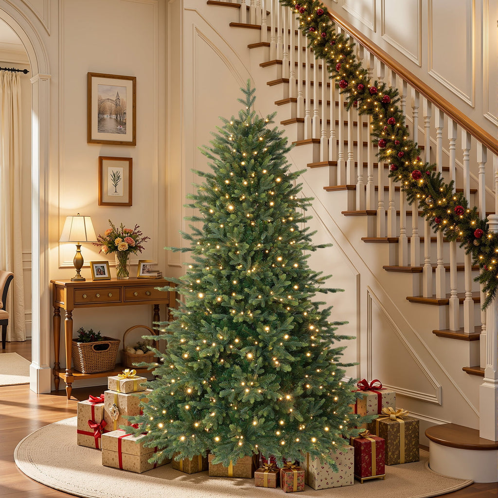 Lolsea 7ft Prelit Noble Fir Artificial Christmas Tree with Remote Control, Timer and Warm White & Multi-Color Lights