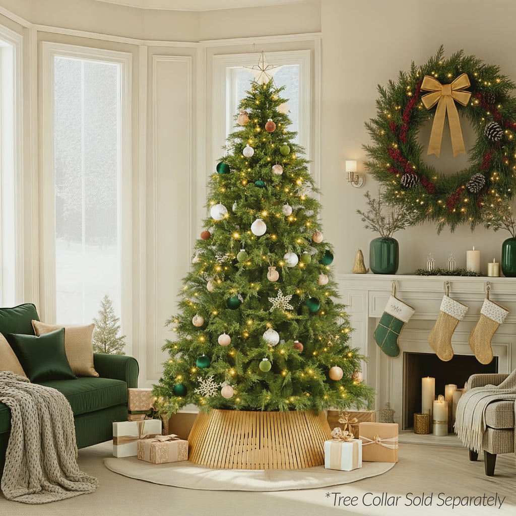 Best Choice Products Pre-Lit Cedar Cypress Christmas Tree w/Twinkling Lights, 6ft Holiday Decor, White & Multicolor LEDs