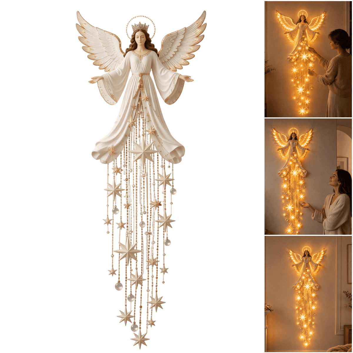 5Pcs Christmas Stair Banister Decoration Lighted Santa Snow Scene Garland for Stair Railing Indoor Holiday Home Ornament
