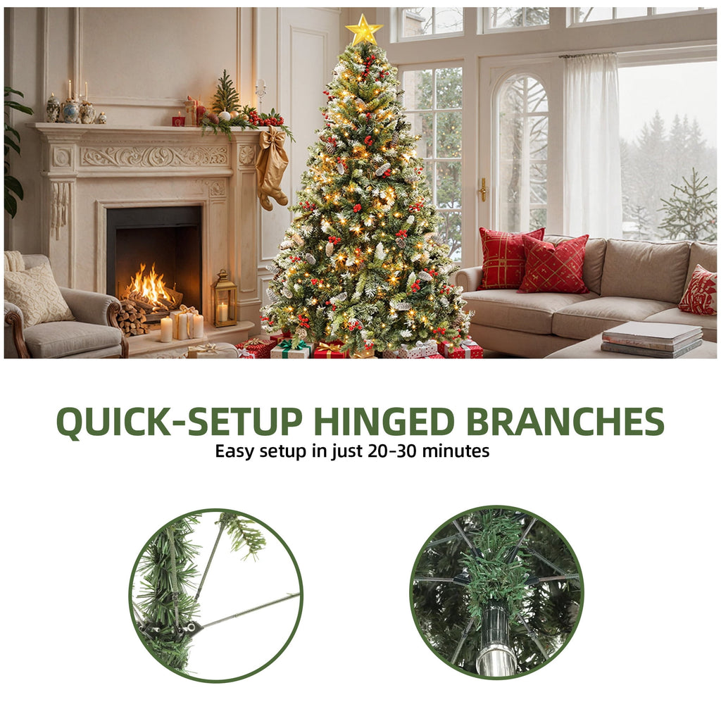 Uforic 7.5ft Pre-Lit Artificial Christmas Tree with 1398 Branch Tips&550 Lights, Remote Control, Green