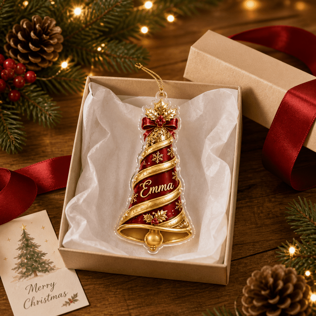 Personalized Acrylic Ornament Christmas Spiral Bell Decor