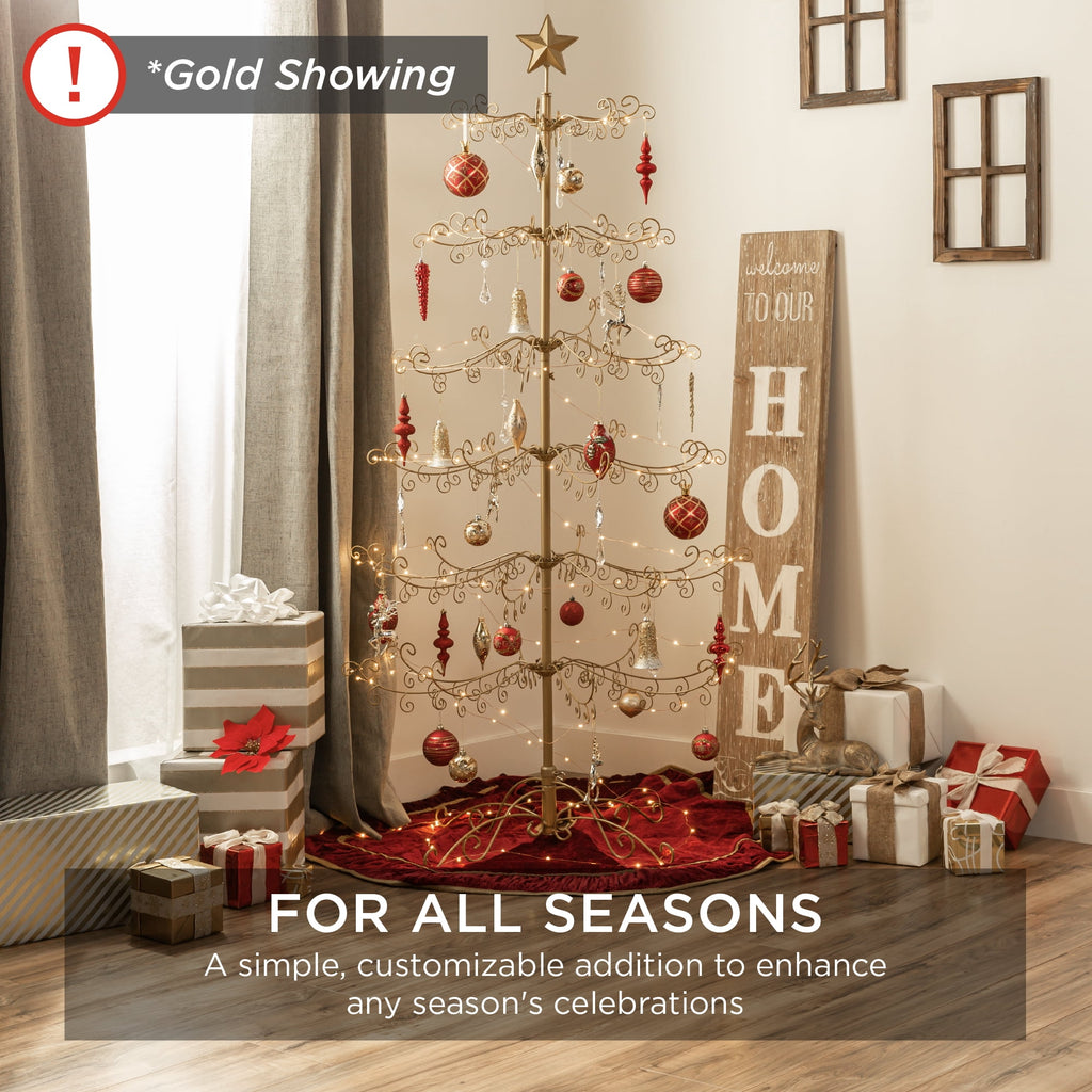 Best Choice Products 6ft Wrought Iron Ornament Display Christmas Tree w/ Easy Assembly, Stand - Black