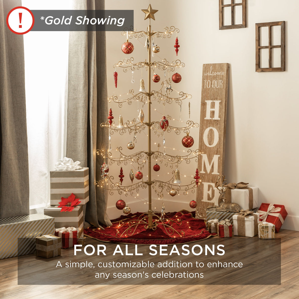 Best Choice Products 6ft Wrought Iron Ornament Display Christmas Tree w/ Easy Assembly, Stand - Black