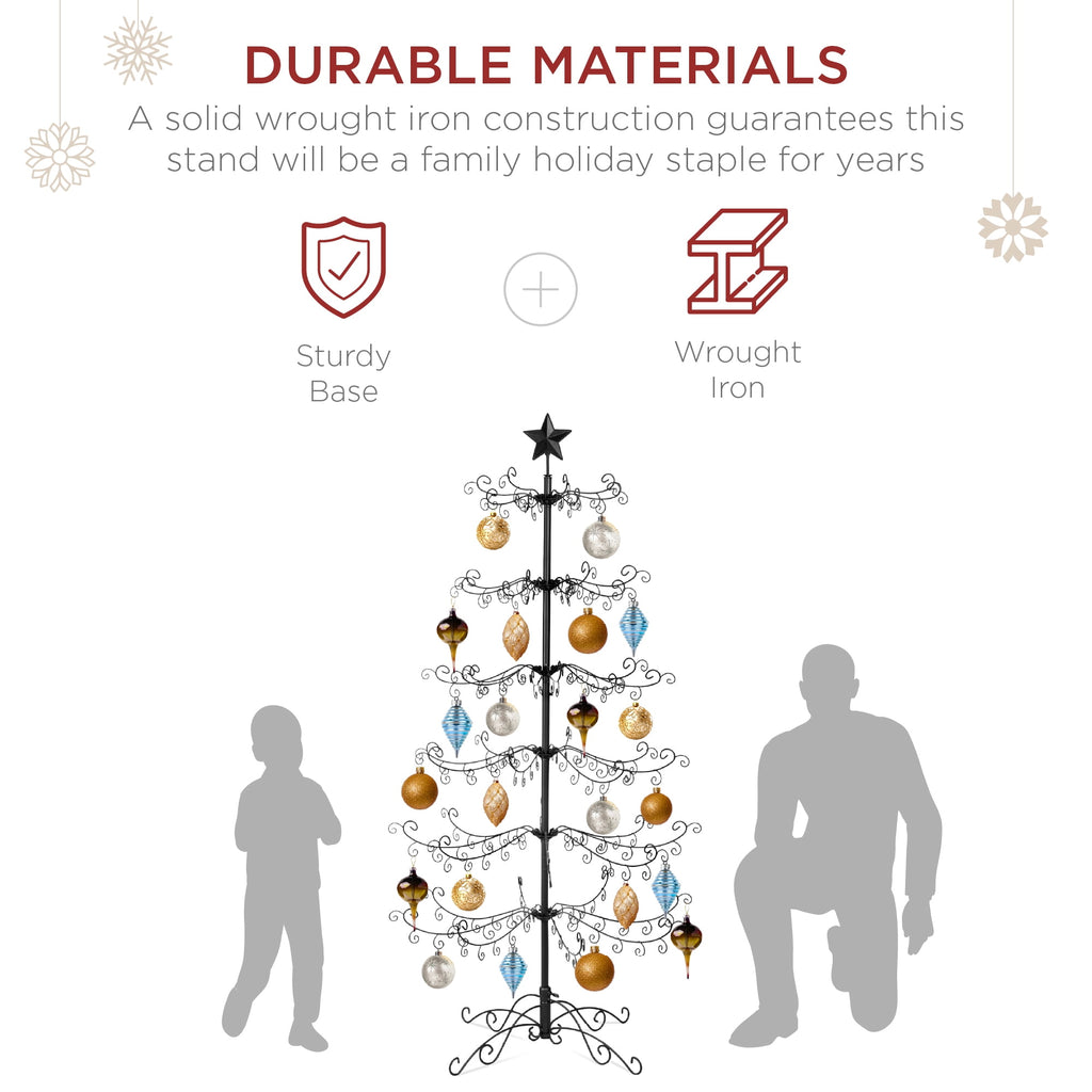 Best Choice Products 6ft Wrought Iron Ornament Display Christmas Tree w/ Easy Assembly, Stand - Black
