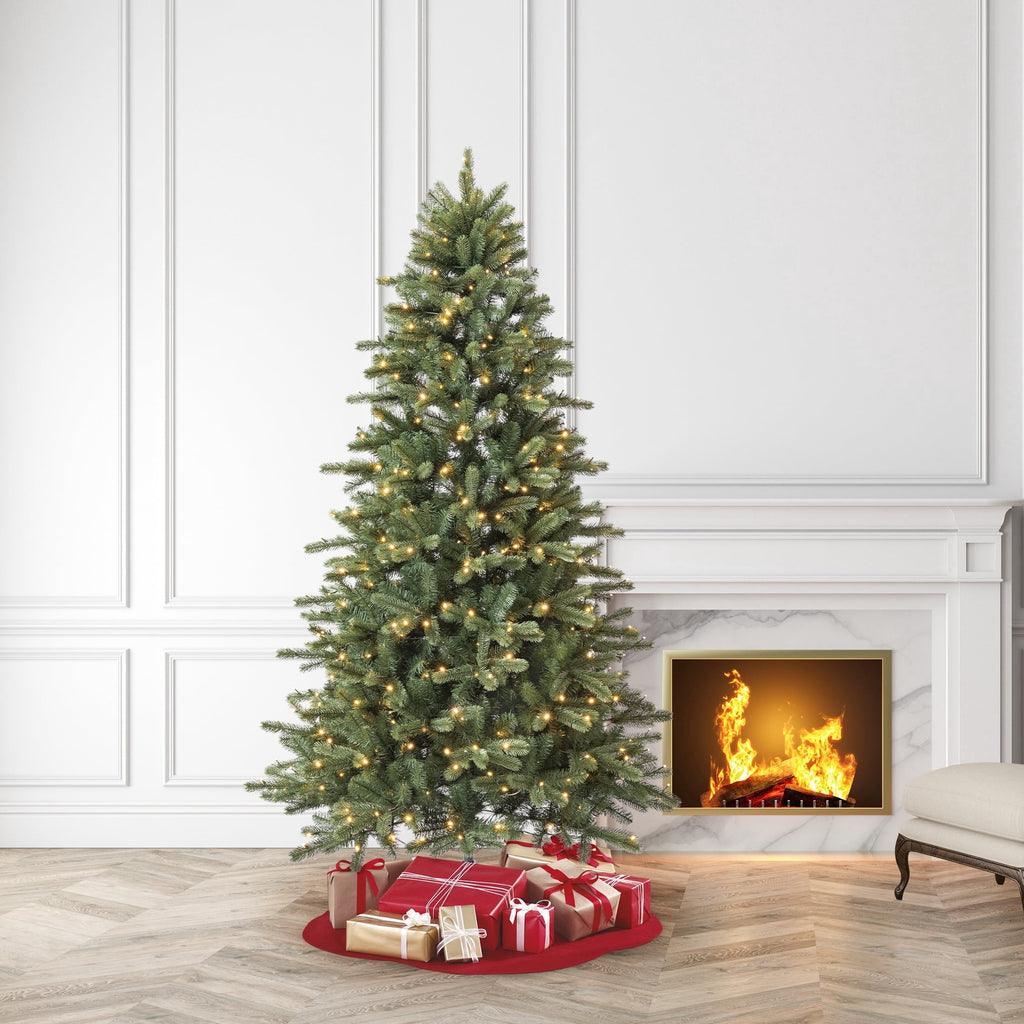 7.5' Pre-Lit Birchwood Fir Green Artificial Christmas Tree with 500 Warm White Twinkle LED Lights, Quick Set, and Stand, by Holiday Time