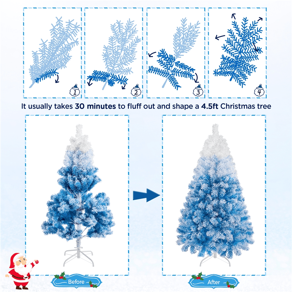 Alden Design 7.5 ft Pre-Lit Flocked Christmas Tree with Warm Lights, Frosted White