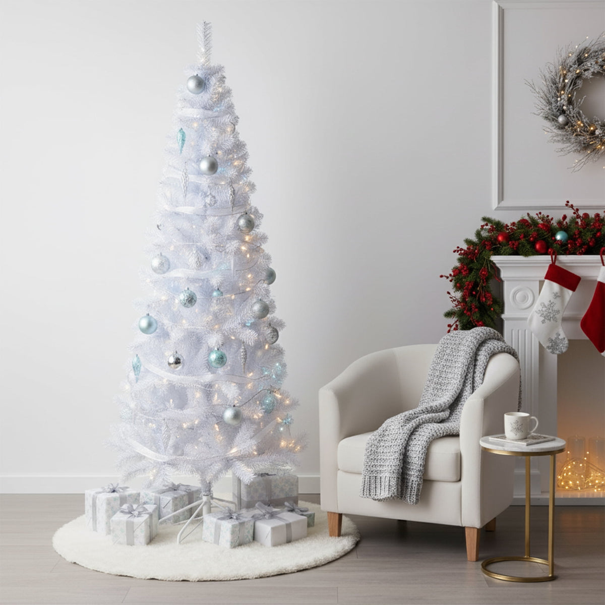 Northlight 7.5' Unlit Artificial Christmas Tree White Winston Pine Pencil