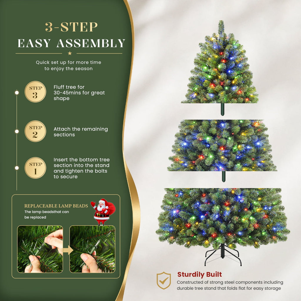 Lolsea 7ft Prelit Artificial Christmas Tree w/ Remote Control and Warm White & Color Changing Lights