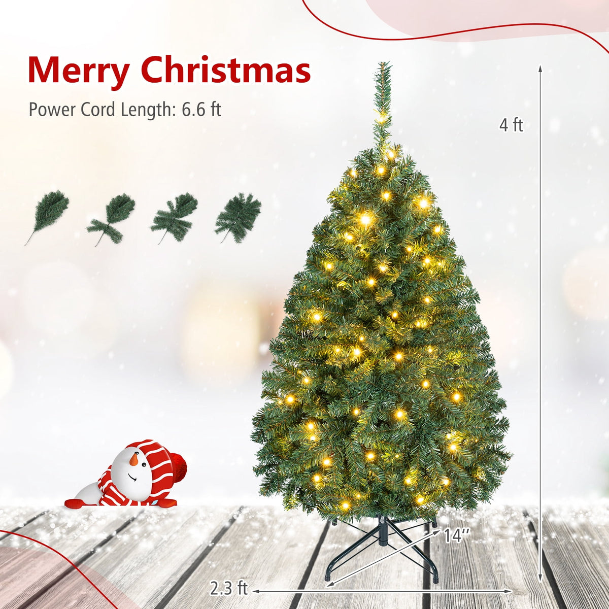 Costway 6Ft Pre-Lit Artificial Christmas Tree Hinged 350 LED Lights