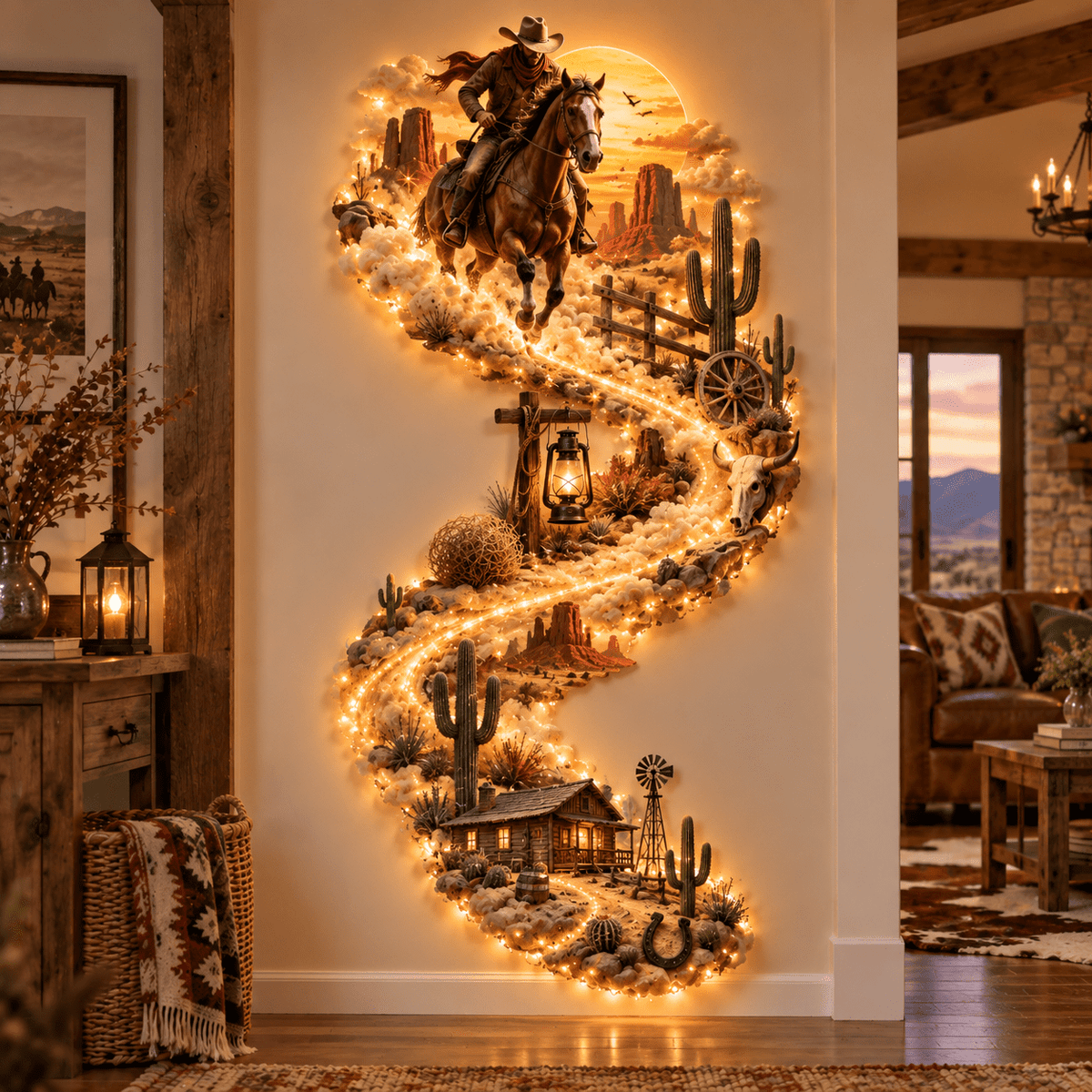 5Pcs Christmas Stair Banister Decoration Lighted Santa Snow Scene Garland for Stair Railing Indoor Holiday Home Ornament