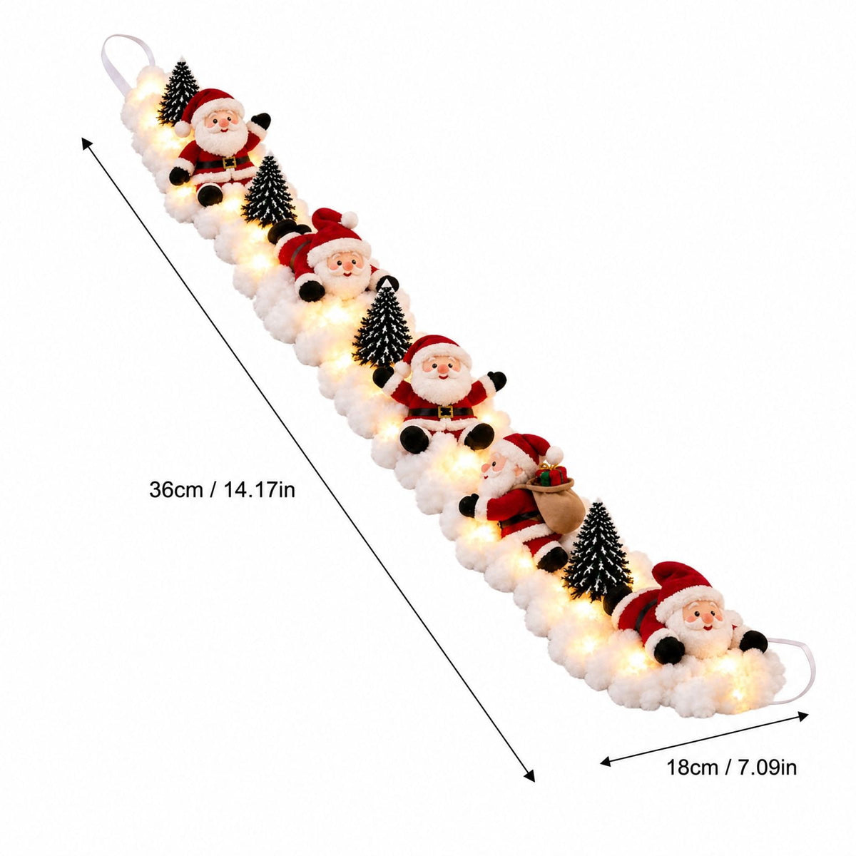 5Pcs Christmas Stair Banister Decoration Lighted Santa Snow Scene Garland for Stair Railing Indoor Holiday Home Ornament