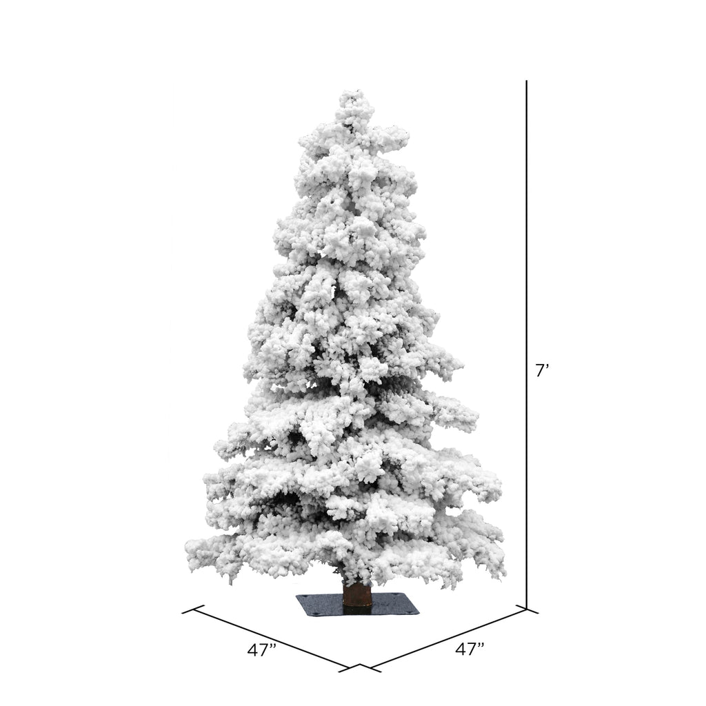 Vickerman 5' Flocked Spruce Artificial Christmas Tree, Warm White Single Mold LED Lights